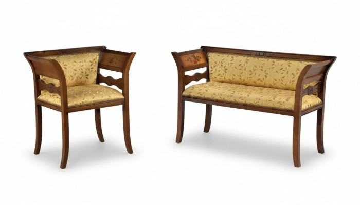 Designer seating set upholstered bench luxury seating furniture fabric chair 2+1 seat