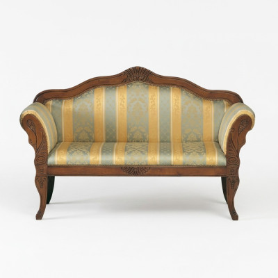 Classic two-seater bench luxury upholstery furniture wood frame noble