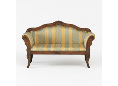 Classic two-seater bench luxury upholstery furniture wood frame noble