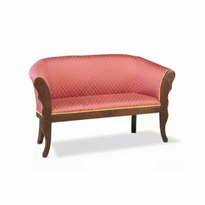 Classic Red Two-Seater Bench Upholstered Furniture Fabric Wood New