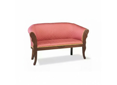 Classic Red Two-Seater Bench Upholstered Furniture Fabric Wood New