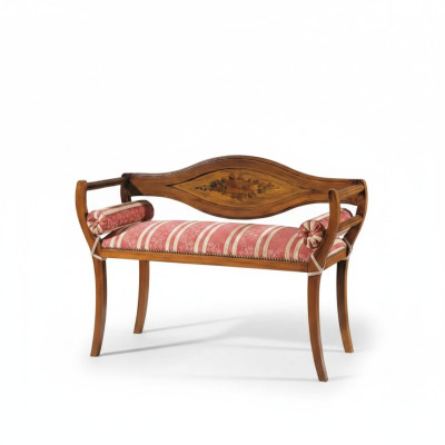 Elegant handcrafted bench with decorative backrest