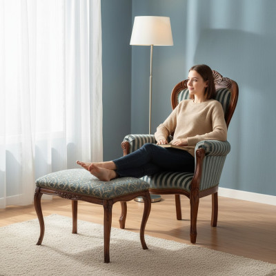 Classic Armchair Living Room Single-Seater Designer Upholstered Seat Fabric Furniture