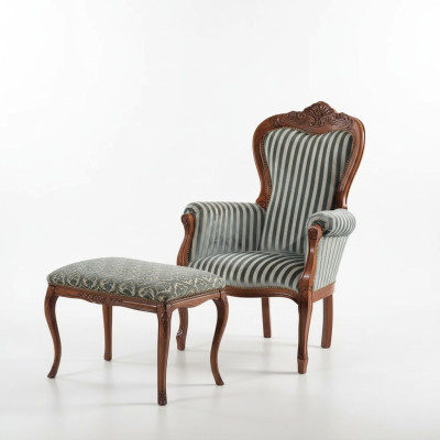 Classic Armchair Living Room Single-Seater Designer Upholstered Seat Fabric Furniture
