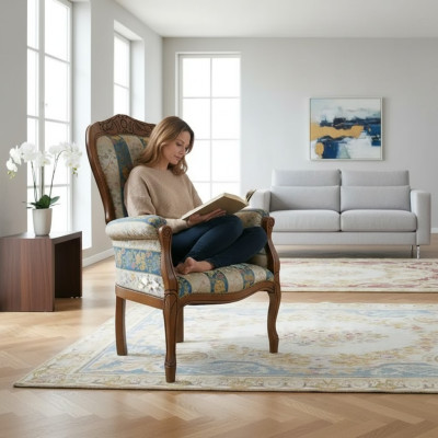 Armchair Designer Seat Luxury Textile Upholstery Fabric Furniture Classic Design