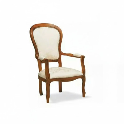 Dining room chair, classic chair with armrest, designer textile furniture armchair