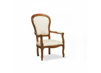 Dining room chair, classic chair with armrest, designer textile furniture armchair