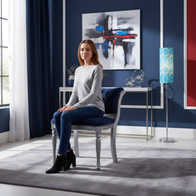 Blue Chesterfield dining chair upholstered furniture armchair classic design