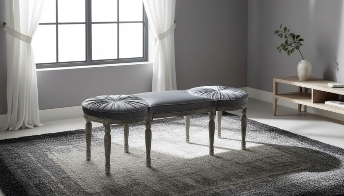 Classic Gray Bench Design Textile New Upholstery Fabric Seating Furniture