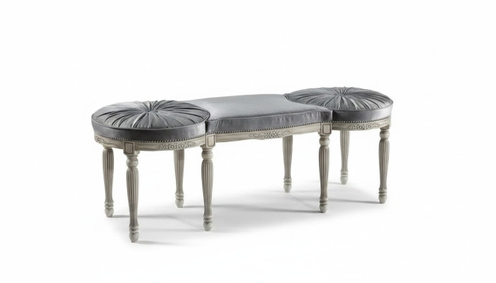 Classic Gray Bench Design Textile New Upholstery Fabric Seating Furniture