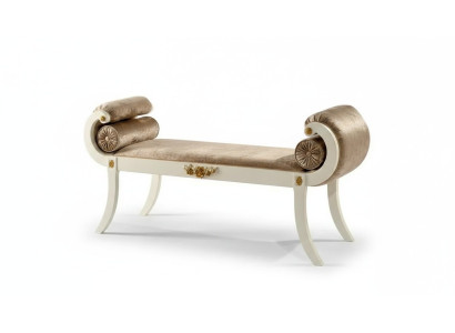 Classic beige upholstered bench seating furniture designer wooden furniture