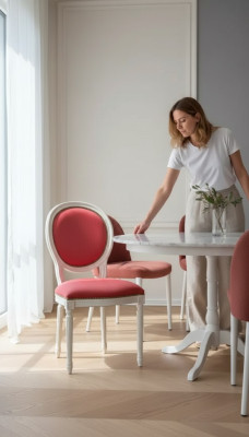Dining chair pink upholstered chair classic textile seating armchair