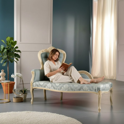 Luxury furniture chaise longue living room classic design textile upholstery