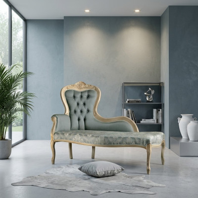 Luxury furniture chaise longue living room classic design textile upholstery