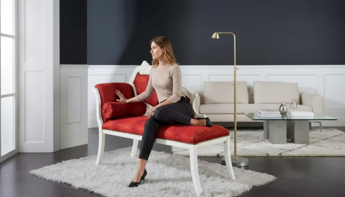 Red chaise lounge classic furniture living room furniture designer lounger