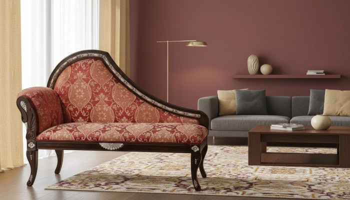 Living room chaise lounge upholstery fabric textile luxury seating furniture new