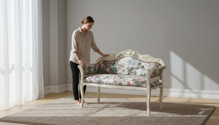 Classic Bench Antique Style Two-Seater Upholstered Bench Seating Furniture Design