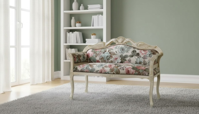 Classic Bench Antique Style Two-Seater Upholstered Bench Seating Furniture Design