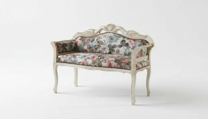 Classic Bench Antique Style Two-Seater Upholstered Bench Seating Furniture Design
