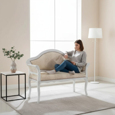 Beige Classic Upholstered Bench Designer Living Room Furniture New Luxury