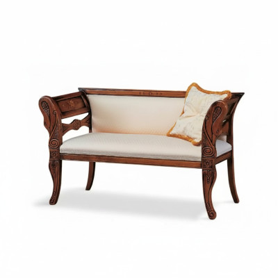 Classic solid wood upholstered bench living room furniture two-seater new