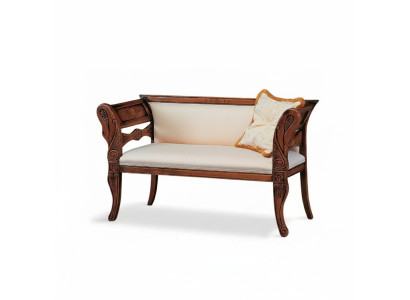 Classic solid wood upholstered bench living room furniture two-seater new