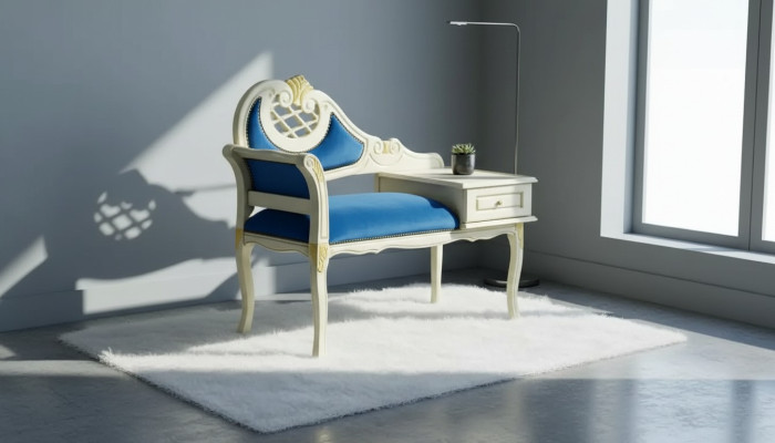 Classic Bench Blue Seating Luxury Seating Furniture Fabric Textile New Seat