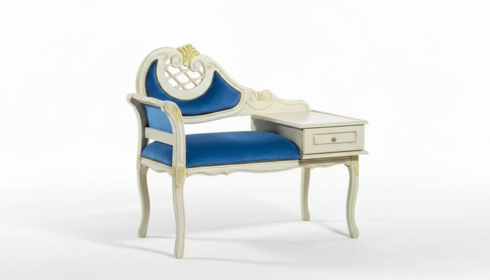 Classic Bench Blue Seating Luxury Seating Furniture Fabric Textile New Seat