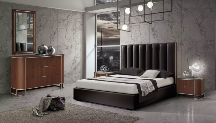 Complete bedroom set designer furniture double bed 2x nightstands 5-piece