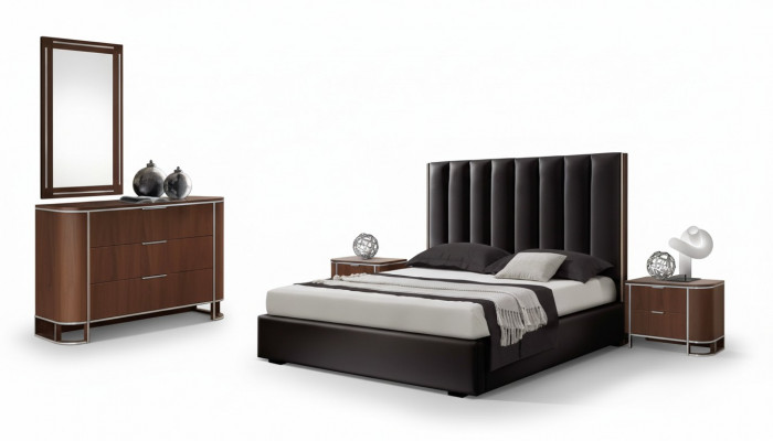 Complete bedroom set designer furniture double bed 2x nightstands 5-piece