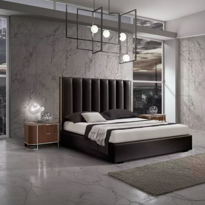 Complete modern bedroom set designer bed + 2x bedside tables 3-piece set