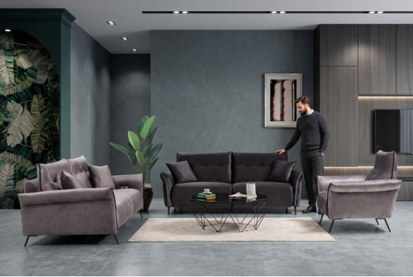 Modern sofa set 3 piece luxury armchair living room suite three-seater sofas