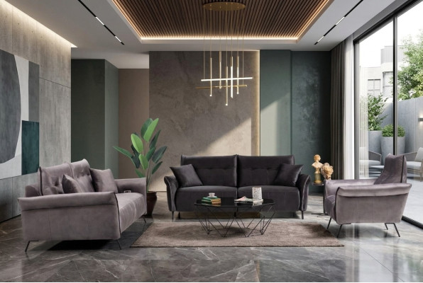 Modern sofa set 3 piece luxury armchair living room suite three-seater sofas