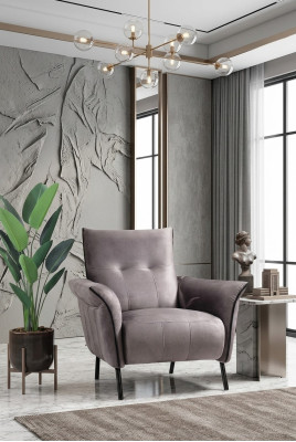 Designer armchair living room furniture modern luxury armchair gray upholstery textile