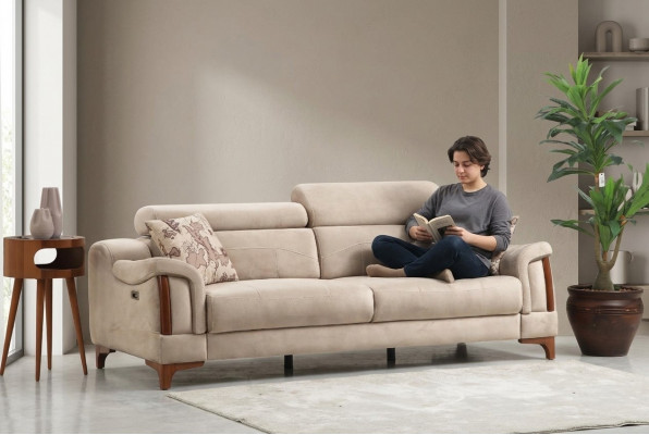 Three-seater sofa couch living room designer furniture modern upholstery textile