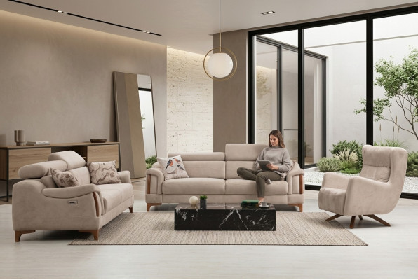 Sofa set living room three-seater sofa complete one-seater armchair textile furniture