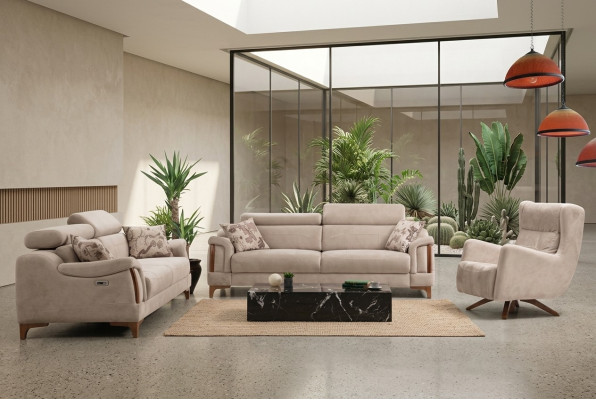 Sofa set living room three-seater sofa complete one-seater armchair textile furniture