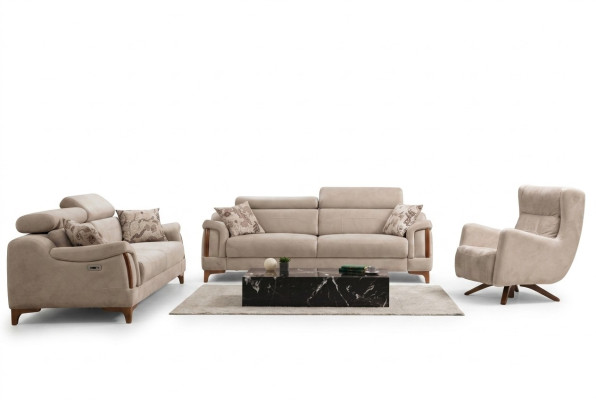 Sofa set living room three-seater sofa complete one-seater armchair textile furniture