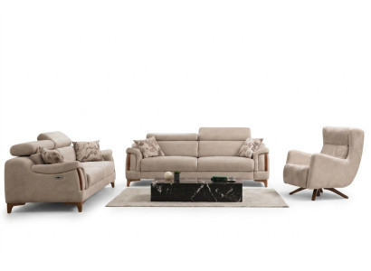 Sofa set living room three-seater sofa complete one-seater armchair textile furniture