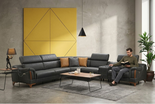 Luxury sectional sofa L-shape new furniture living room designer modern textile