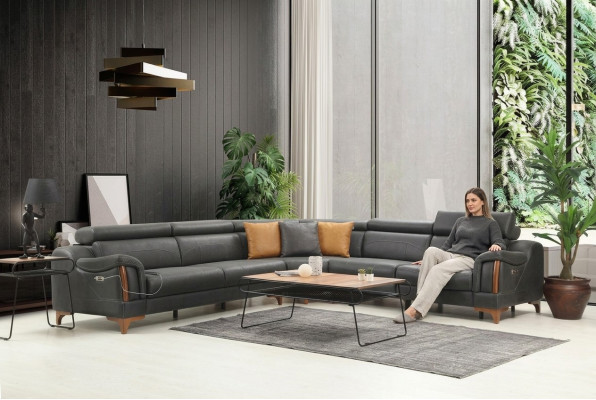 Sectional sofa L-shape modern sofa living room couch upholstery textile fabric furniture