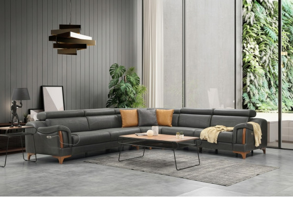 Sectional sofa L-shape modern sofa living room couch upholstery textile fabric furniture