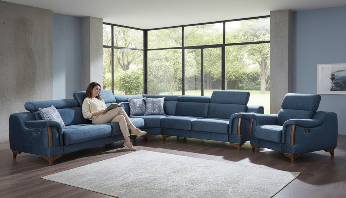 Luxury Textile Corner Sofa L-Shaped Fabric Modern Couch Living Room Design Furniture