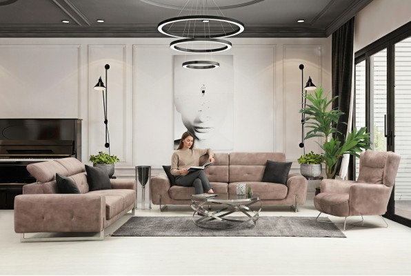 Sofa set three-seater sofas living room armchair modern design textile