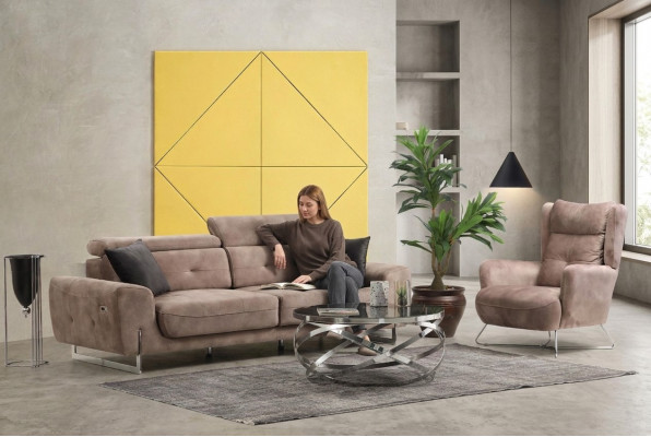 Set of 2 Living Room Sofa Suite Three-Seater Sofa Couch Modern Armchair Textile