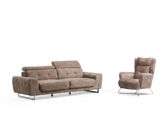 Set of 2 Living Room Sofa Suite Three-Seater Sofa Couch Modern Armchair Textile