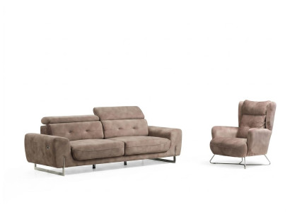 Set of 2 Living Room Sofa Suite Three-Seater Sofa Couch Modern Armchair Textile