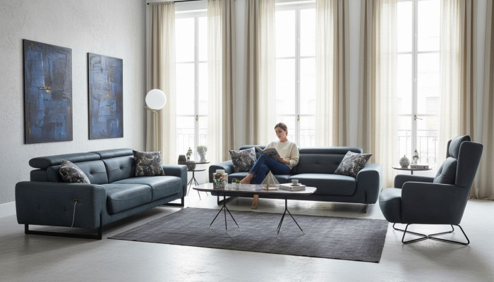 Modern set 3-piece living room sofa set designer seating furniture upholstered armchair new