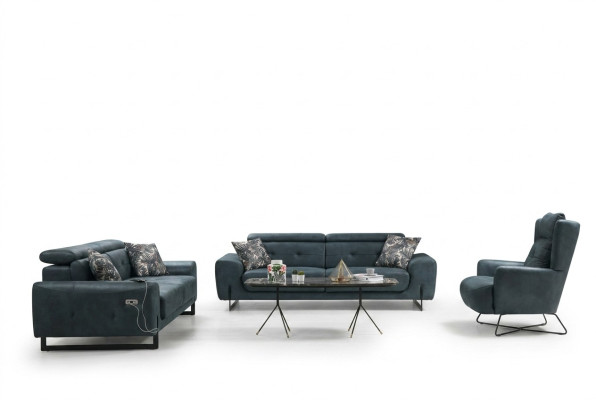 Modern set 3-piece living room sofa set designer seating furniture upholstered armchair new