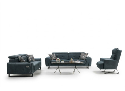 Modern set 3-piece living room sofa set designer seating furniture upholstered armchair new